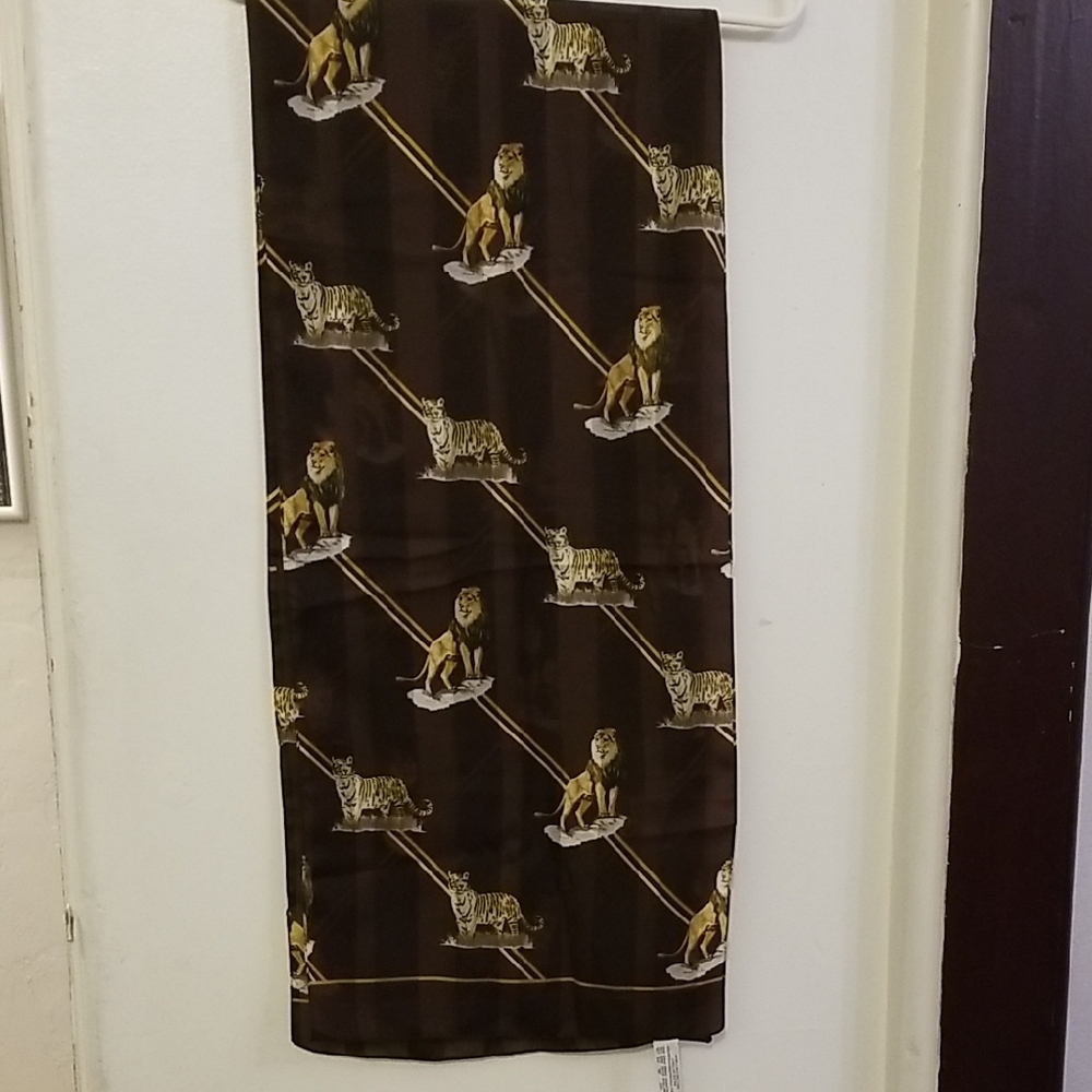 Elegant Brown and Gold  Lion, Tiger Print Scarf